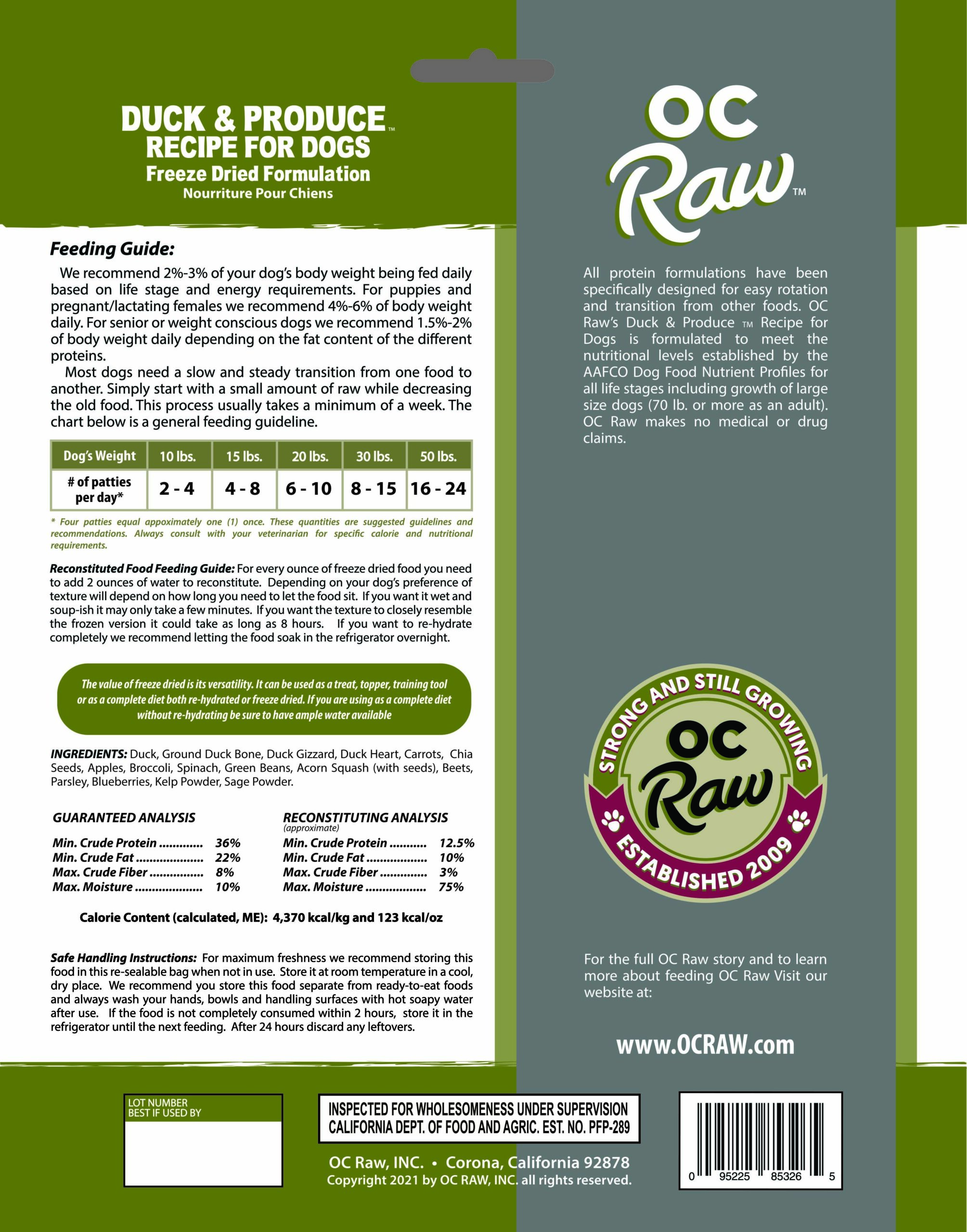 Duck & PRODUCE ~ 14 oz Freeze Dried Sliders - Image 4